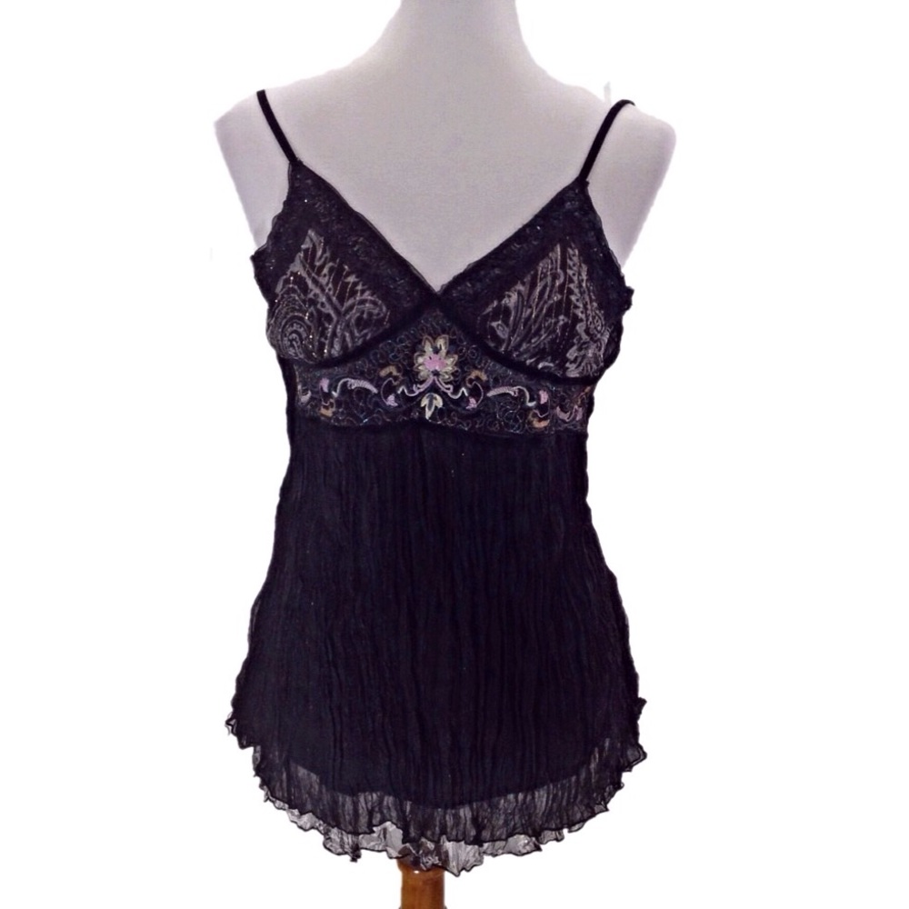 SALE Celle Celle Celle Black Tank w/Embroidery